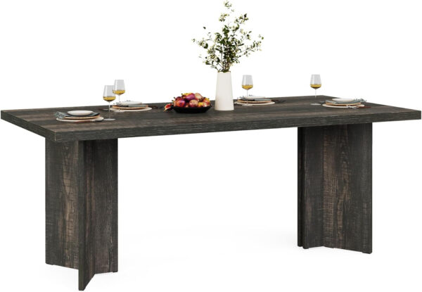 Tribesigns 63-inch Dining Table for 4-6, Farmhouse Kitchen Table with Large Tabletop, Rectangular Dinner Eating Table for Dining Room, Living Room, Kitchen