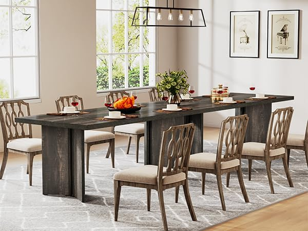 Tribesigns 63-inch Dining Table for 4-6, Farmhouse Kitchen Table with Large Tabletop, Rectangular Dinner Eating Table for Dining Room, Living Room, Kitchen