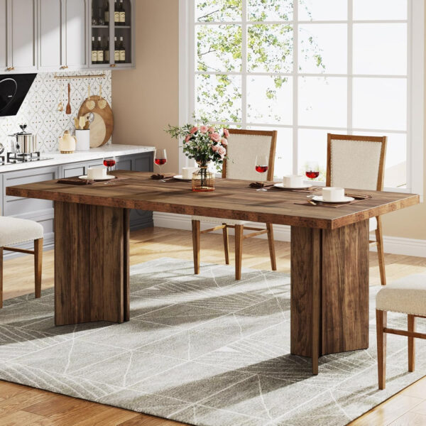Tribesigns 63-inch Dining Table for 4-6, Farmhouse Kitchen Table with Large Tabletop, Rectangular Dinner Eating Table for Dining Room, Living Room, Kitchen
