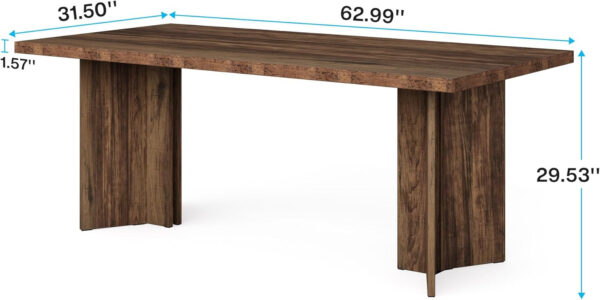Tribesigns 63-inch Dining Table for 4-6, Farmhouse Kitchen Table with Large Tabletop, Rectangular Dinner Eating Table for Dining Room, Living Room, Kitchen