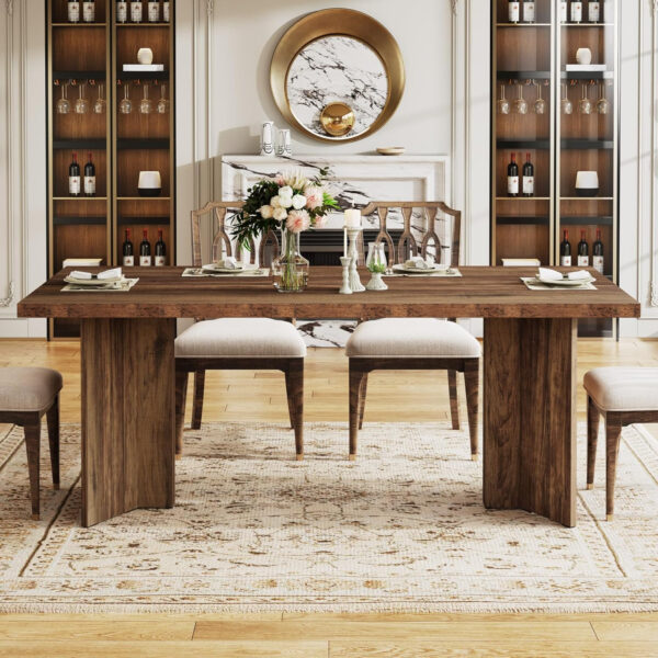 Tribesigns 63-inch Dining Table for 4-6, Farmhouse Kitchen Table with Large Tabletop, Rectangular Dinner Eating Table for Dining Room, Living Room, Kitchen