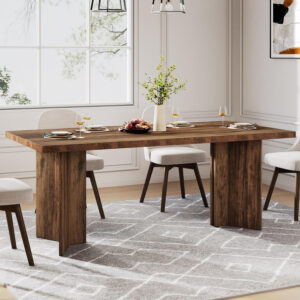 Tribesigns 63-inch Dining Table for 4-6, Farmhouse Kitchen Table with Large Tabletop, Rectangular Dinner Eating Table for Dining Room, Living Room, Kitchen