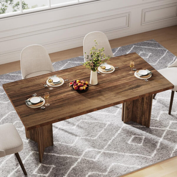Tribesigns 63-inch Dining Table for 4-6, Farmhouse Kitchen Table with Large Tabletop, Rectangular Dinner Eating Table for Dining Room, Living Room, Kitchen