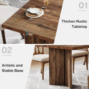 Tribesigns 63-inch Dining Table for 4-6, Farmhouse Kitchen Table with Large Tabletop, Rectangular Dinner Eating Table for Dining Room, Living Room, Kitchen