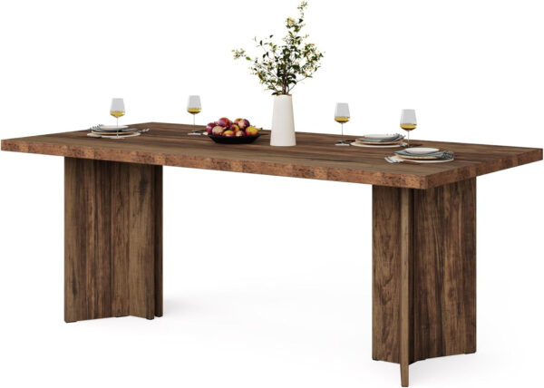 Tribesigns 63-inch Dining Table for 4-6, Farmhouse Kitchen Table with Large Tabletop, Rectangular Dinner Eating Table for Dining Room, Living Room, Kitchen