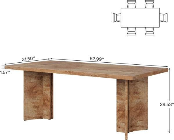Tribesigns 63-inch Dining Table for 4-6, Farmhouse Kitchen Table with Large Tabletop, Rectangular Dinner Eating Table for Dining Room, Living Room, Kitchen