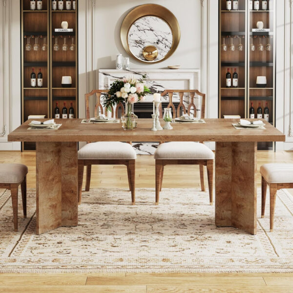 Tribesigns 63-inch Dining Table for 4-6, Farmhouse Kitchen Table with Large Tabletop, Rectangular Dinner Eating Table for Dining Room, Living Room, Kitchen