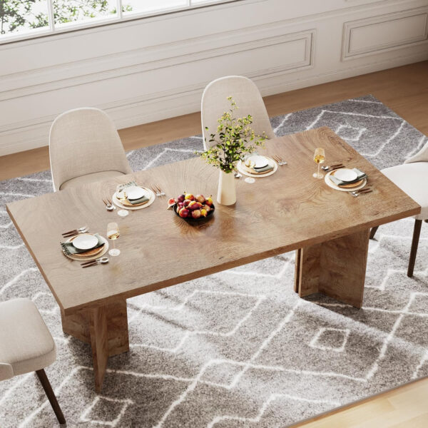 Tribesigns 63-inch Dining Table for 4-6, Farmhouse Kitchen Table with Large Tabletop, Rectangular Dinner Eating Table for Dining Room, Living Room, Kitchen