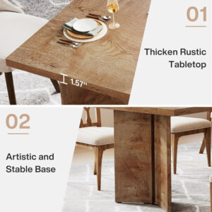 Tribesigns 63-inch Dining Table for 4-6, Farmhouse Kitchen Table with Large Tabletop, Rectangular Dinner Eating Table for Dining Room, Living Room, Kitchen