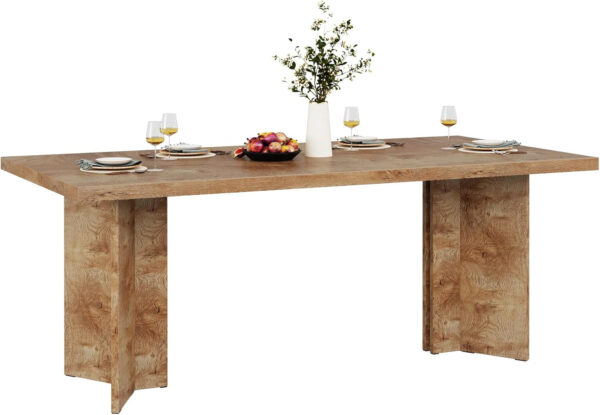 Tribesigns 63-inch Dining Table for 4-6, Farmhouse Kitchen Table with Large Tabletop, Rectangular Dinner Eating Table for Dining Room, Living Room, Kitchen