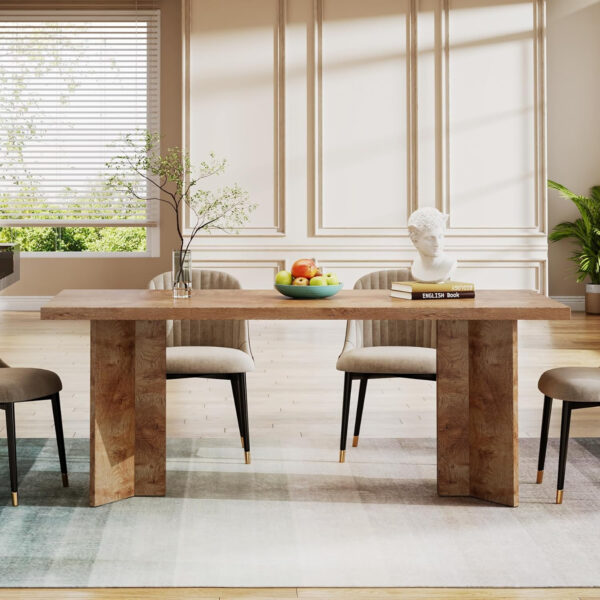 Tribesigns 63-inch Dining Table for 4-6, Farmhouse Kitchen Table with Large Tabletop, Rectangular Dinner Eating Table for Dining Room, Living Room, Kitchen