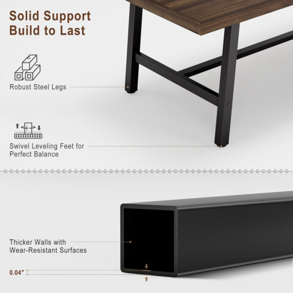 Industrial Dining Table for 6-8 People, 70.87" Long Wooden Kitchen Table with Sturdy Metal Frame & Rustic Brown Finish - Seats 6 Rectangular Counter for Dinner, Kitchen, Dining Room - Brown