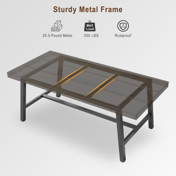 Industrial Dining Table for 6-8 People, 70.87" Long Wooden Kitchen Table with Sturdy Metal Frame & Rustic Brown Finish - Seats 6 Rectangular Counter for Dinner, Kitchen, Dining Room - Brown