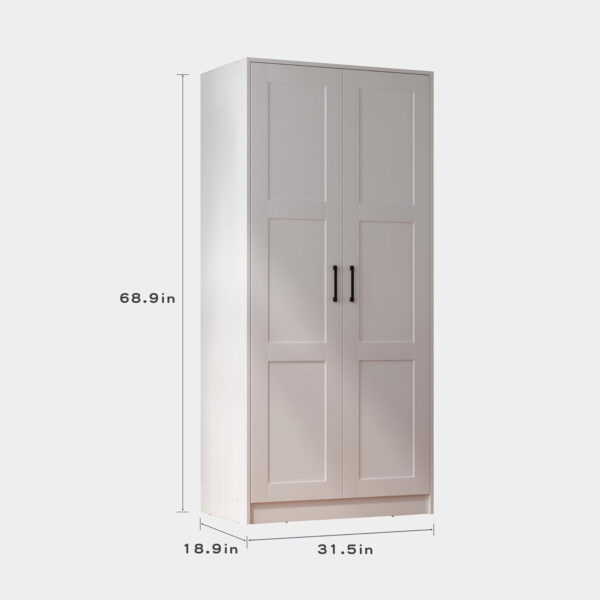 Fenghua Lizhi Wood White Wardrobe Closet with 2 Doors and 2 Drawers，Bedroom Freestanding Armoire Storage Cabinet with Shelves，Wooden Wardrobe Combination for Hanging Clothes (White 2 Drawers)