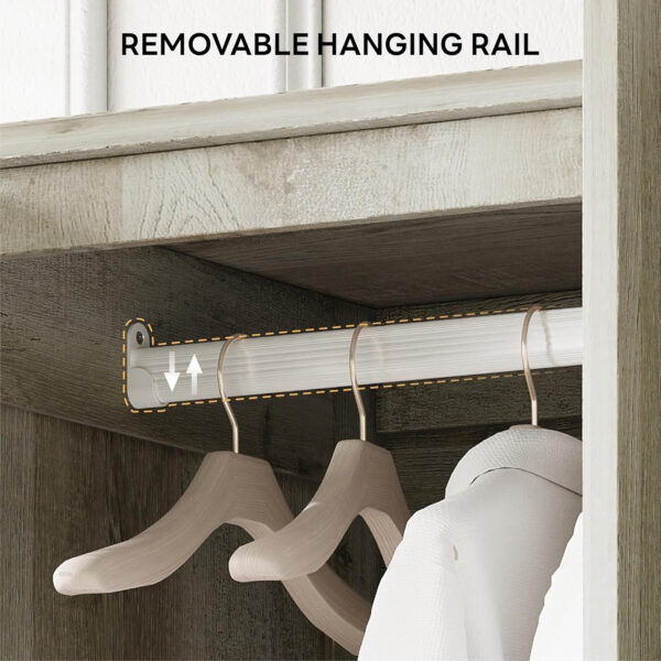 LIKIMIO Armoire Wardrobe Closet 70" H, 5 Doors Bedroom Wooden Wardrobe with 4 Storage Shelves and Hanging Rod, Clothing Storage Cabinet Organizer Combination, White