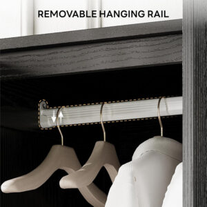 LIKIMIO Armoire Wardrobe Closet 70" H, 5 Doors Bedroom Wooden Wardrobe with 4 Storage Shelves and Hanging Rod, Clothing Storage Cabinet Organizer Combination, White