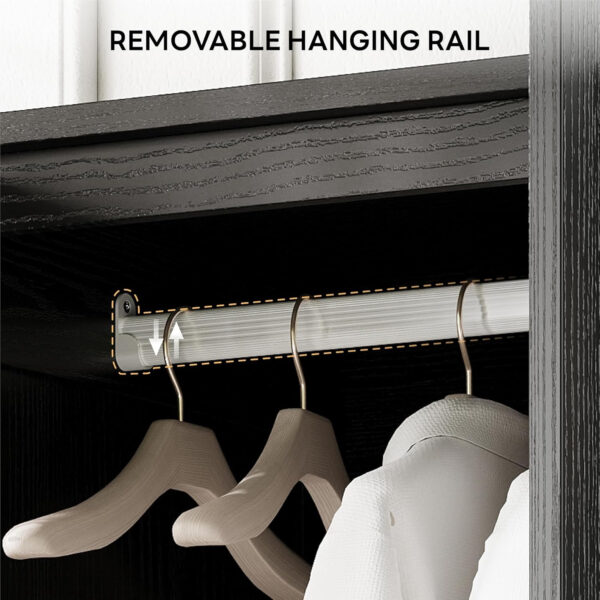 LIKIMIO Armoire Wardrobe Closet 70" H, 5 Doors Bedroom Wooden Wardrobe with 4 Storage Shelves and Hanging Rod, Clothing Storage Cabinet Organizer Combination, White