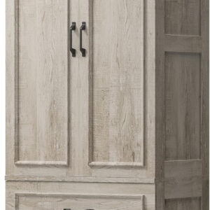 LIKIMIO Armoire Wardrobe Closet with 2 Doors and 2 Drawers 70" H x 28" W Wooden Bedroom Freestanding Wardrobe Combination for Hanging Clothes, White