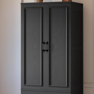 LIKIMIO Armoire Wardrobe Closet with 2 Doors and 2 Drawers 70" H x 28" W Wooden Bedroom Freestanding Wardrobe Combination for Hanging Clothes, White