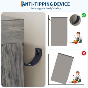 GarveeHome Multifunctional Wooden Dresser for Bedroom, 43.3'' H 2 Door Wardrobe Armoire Closet with 4 Drawers and Hanging Rod, Low Storage Cabinet for Hanging Cloth, Natural Oak