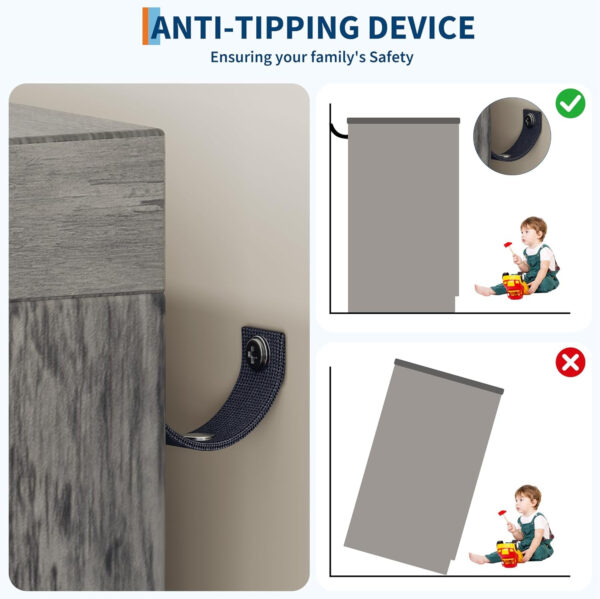 GarveeHome Multifunctional Wooden Dresser for Bedroom, 43.3'' H 2 Door Wardrobe Armoire Closet with 4 Drawers and Hanging Rod, Low Storage Cabinet for Hanging Cloth, Natural Oak