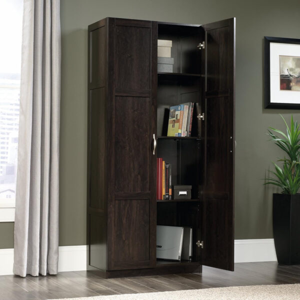 Sauder Storage Cabinet/ Pantry cabinets, 29.61 " x D: 16.02 " x H: 71.50", Cinnamon Cherry finish
