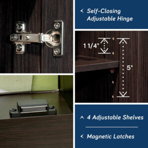 Sauder Storage Cabinet/ Pantry cabinets, 29.61 " x D: 16.02 " x H: 71.50", Cinnamon Cherry finish