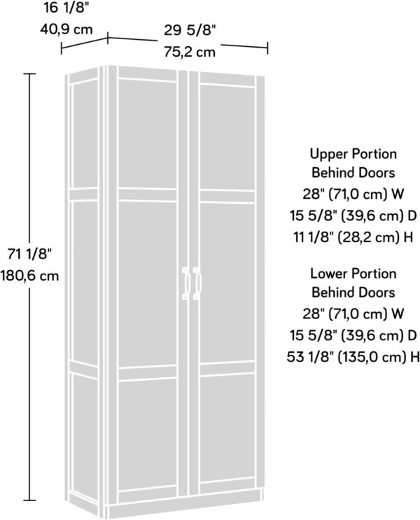 Sauder Storage Cabinet/ Pantry cabinets, 29.61 " x D: 16.02 " x H: 71.50", Cinnamon Cherry finish