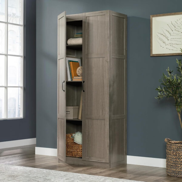 Sauder Storage Cabinet/ Pantry cabinets, 29.61 " x D: 16.02 " x H: 71.50", Cinnamon Cherry finish