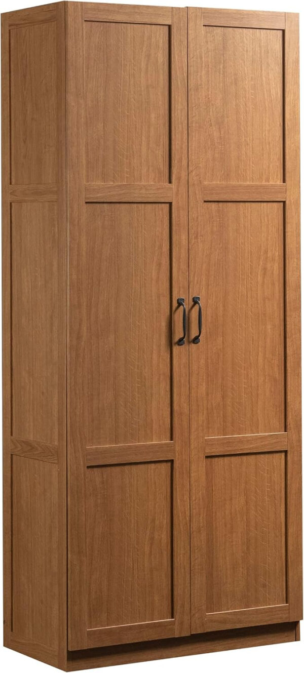 Sauder Storage Cabinet/ Pantry cabinets, 29.61 " x D: 16.02 " x H: 71.50", Cinnamon Cherry finish
