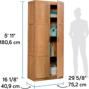 Sauder Storage Cabinet/ Pantry cabinets, 29.61 " x D: 16.02 " x H: 71.50", Cinnamon Cherry finish