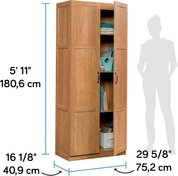 Sauder Storage Cabinet/ Pantry cabinets, 29.61 " x D: 16.02 " x H: 71.50", Cinnamon Cherry finish