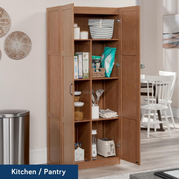 Sauder Storage Cabinet/ Pantry cabinets, 29.61 " x D: 16.02 " x H: 71.50", Cinnamon Cherry finish