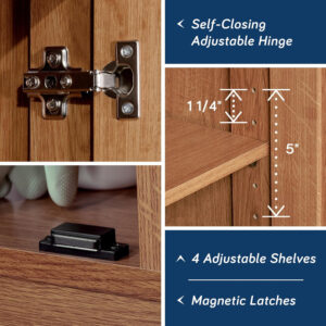 Sauder Storage Cabinet/ Pantry cabinets, 29.61 " x D: 16.02 " x H: 71.50", Cinnamon Cherry finish