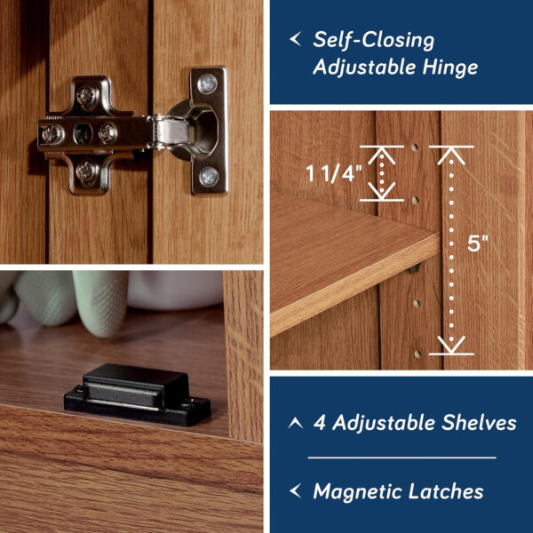 Sauder Storage Cabinet/ Pantry cabinets, 29.61 " x D: 16.02 " x H: 71.50", Cinnamon Cherry finish