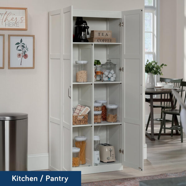 Sauder Storage Cabinet/ Pantry cabinets, 29.61 " x D: 16.02 " x H: 71.50", Cinnamon Cherry finish