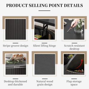 Round Fluted Lift Top Coffee Table with Storage, 34.6'' Farmhouse Round Coffee Tables for Living Room, Circle Wood Accent Center Table for Home, Office, Cafe (Wood Color)