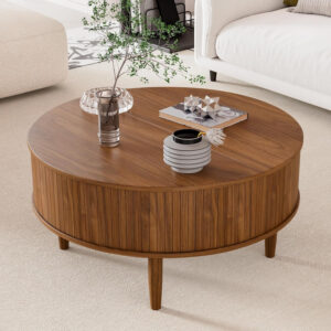 68870e88cfd59b175189097dfca00eaecdd2ed6578bcb52be7e38.jpg Round Fluted Lift Top Coffee Table with Storage, Mid Century Modern Coffee Table for Living Room, Home Small Space,31.5" Fluted Center Table (Walnut, 31.5inch)