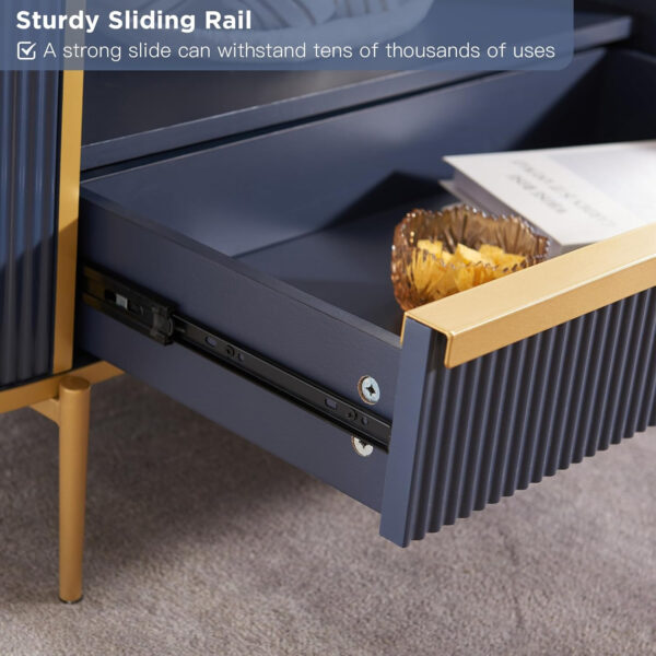 68870ed211ab15021ae9a8a321683ce4e5112c6da37a1d4bf21c8.jpg OKD Modern Luxury Fluted Coffee Table, 48" Oval Coffee Table with Drawer, Faux Marble Top, Curved Profile Design, Gold Metal Decor, Center Table for Living Room, Off White