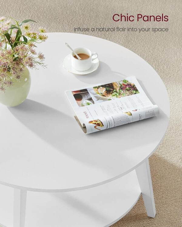 VASAGLE Round Coffee Table, 2 Tier Coffee Table with Storage, for Living Room, 31.5 x 17.7 Inches, Easy to Assemble, Honey Brown ULCT243K41