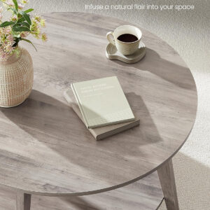 VASAGLE Round Coffee Table, 2 Tier Coffee Table with Storage, for Living Room, 31.5 x 17.7 Inches, Easy to Assemble, Honey Brown ULCT243K41