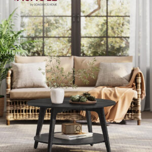 VASAGLE Round Coffee Table, 2 Tier Coffee Table with Storage, for Living Room, 31.5 x 17.7 Inches, Easy to Assemble, Honey Brown ULCT243K41
