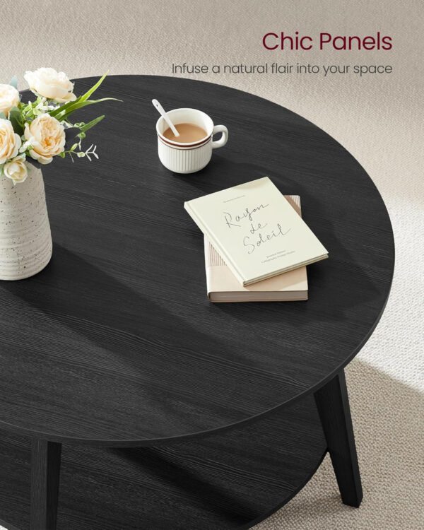 VASAGLE Round Coffee Table, 2 Tier Coffee Table with Storage, for Living Room, 31.5 x 17.7 Inches, Easy to Assemble, Honey Brown ULCT243K41