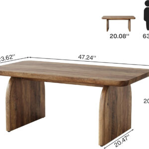 Tribesigns Rectangle Coffee Table, 47-Inch Wood Rectangular Living Room Table, Farmhouse Accent Center Low Cocktail Tea Table with Sturdy Base & Rounded Corners, Easy Assembly (Rustic Brown)