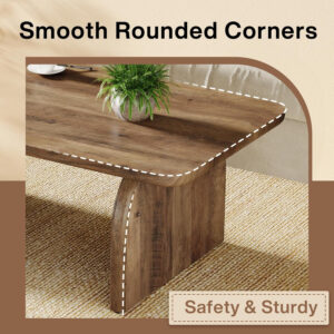 Tribesigns Rectangle Coffee Table, 47-Inch Wood Rectangular Living Room Table, Farmhouse Accent Center Low Cocktail Tea Table with Sturdy Base & Rounded Corners, Easy Assembly (Rustic Brown)