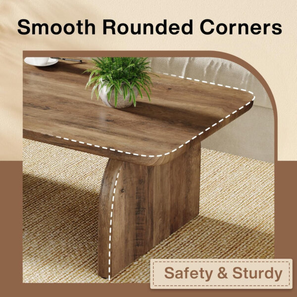 Tribesigns Rectangle Coffee Table, 47-Inch Wood Rectangular Living Room Table, Farmhouse Accent Center Low Cocktail Tea Table with Sturdy Base & Rounded Corners, Easy Assembly (Rustic Brown)