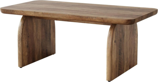 Tribesigns Rectangle Coffee Table, 47-Inch Wood Rectangular Living Room Table, Farmhouse Accent Center Low Cocktail Tea Table with Sturdy Base & Rounded Corners, Easy Assembly (Rustic Brown)