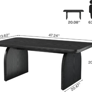 Tribesigns Rectangle Coffee Table, 47-Inch Wood Rectangular Living Room Table, Farmhouse Accent Center Low Cocktail Tea Table with Sturdy Base & Rounded Corners, Easy Assembly (Rustic Brown)