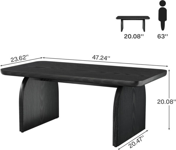 Tribesigns Rectangle Coffee Table, 47-Inch Wood Rectangular Living Room Table, Farmhouse Accent Center Low Cocktail Tea Table with Sturdy Base & Rounded Corners, Easy Assembly (Rustic Brown)
