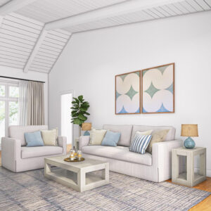 Plank+Beam Modern Rectangular Coffee Table with Shelf, 48", Solid Wood Center Table with Storage, 2 Tier Tea Table for Living Room, Blonde Wirebrush